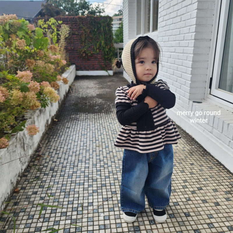 Merry Go Round - Korean Children Fashion - #kidsshorts - Bonding Wide Denim Pants - 5