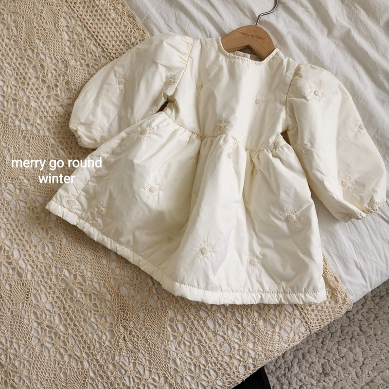 Merry Go Round - Korean Children Fashion - #kidzfashiontrend - Bonding Flower Embroidery One-piece