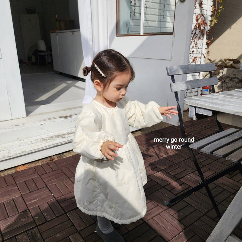 Merry Go Round - Korean Children Fashion - #littlefashionista - Bonding Flower Embroidery One-piece - 3