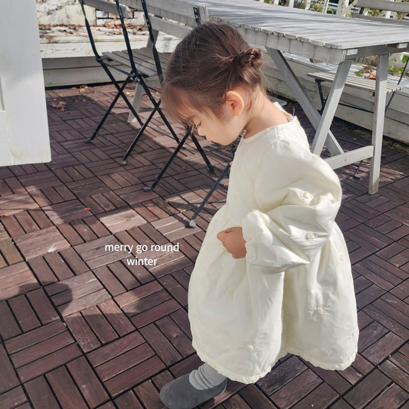 Merry Go Round - Korean Children Fashion - #littlefashionista - Bonding Flower Embroidery One-piece - 4