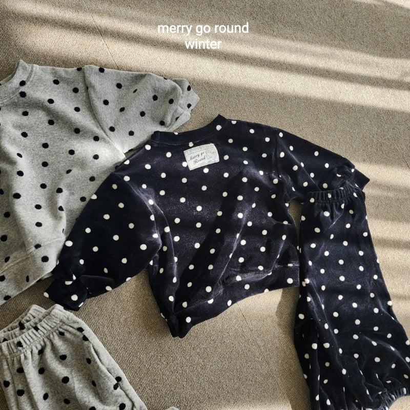 Merry Go Round - Korean Children Fashion - #minifashionista - Velour Dot Set