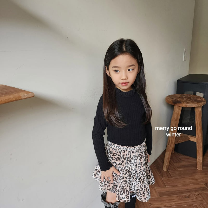Merry Go Round - Korean Children Fashion - #prettylittlegirls - Frill Ribbed Tee - 10