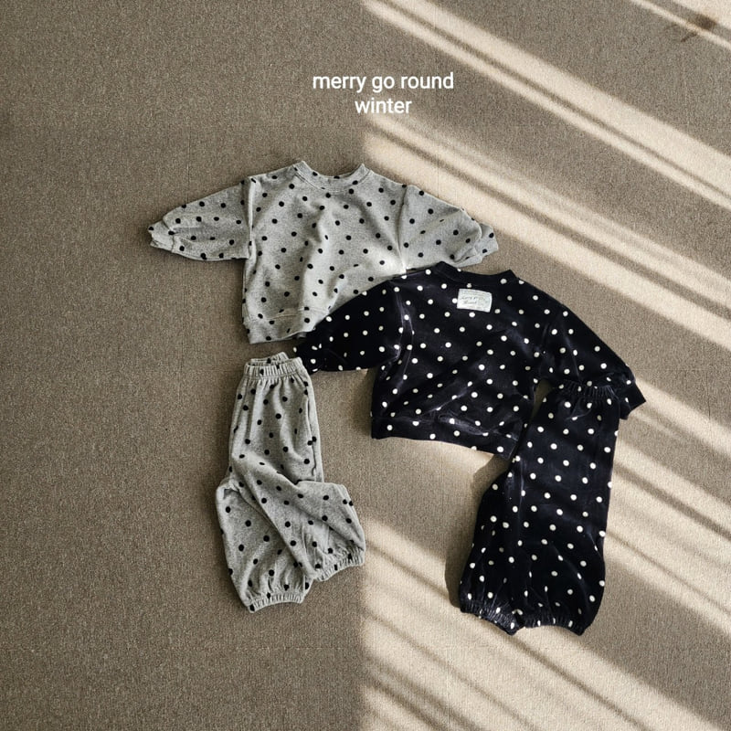 Merry Go Round - Korean Children Fashion - #prettylittlegirls - Velour Dot Set - 2