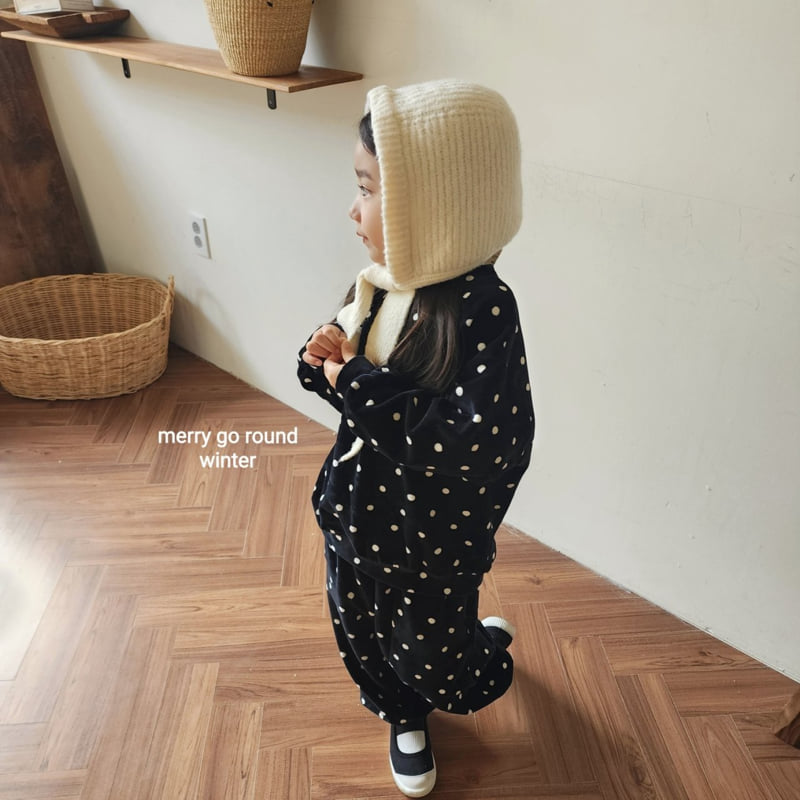 Merry Go Round - Korean Children Fashion - #stylishchildhood - Velour Dot Set - 5