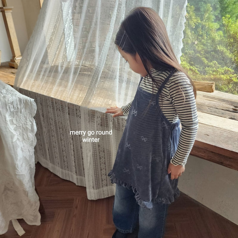 Merry Go Round - Korean Children Fashion - #todddlerfashion - Stripe Half Turtleneck Tee - 10