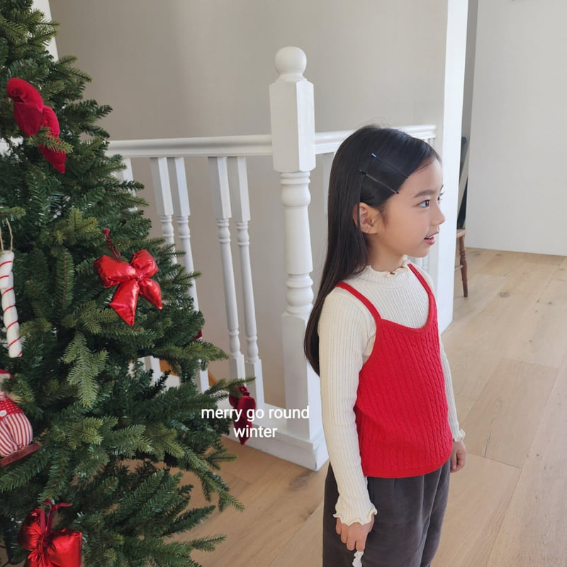 Merry Go Round - Korean Children Fashion - #todddlerfashion - Cable Knit Vest - 5