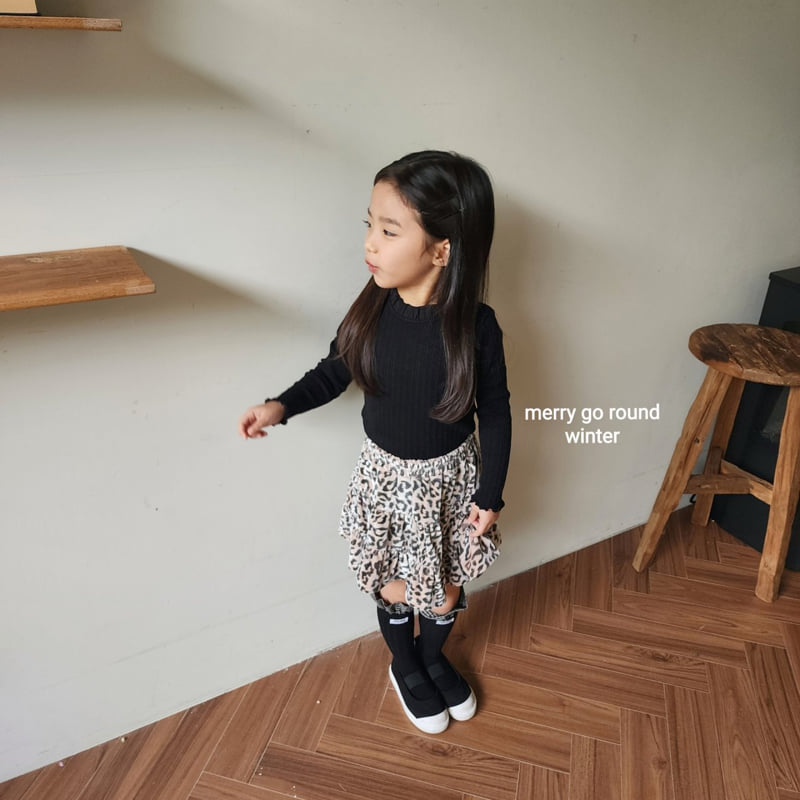 Merry Go Round - Korean Children Fashion - #toddlerclothing - Frill Ribbed Tee - 12