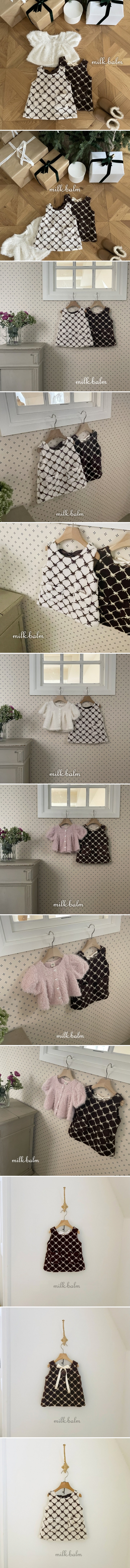 Milk Balm - Korean Baby Fashion - #onlinebabyboutique - Furry Ribbon Dia One-piece