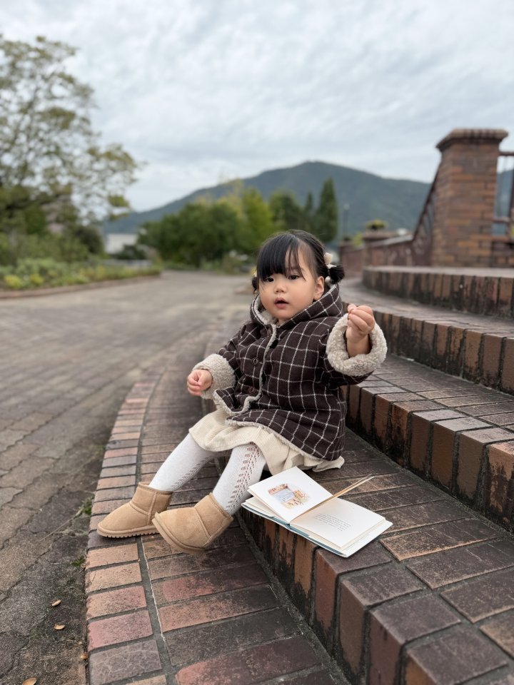 Mimi Market - Korean Baby Fashion - #babyoutfit - Check Fleece Hoodie - 8