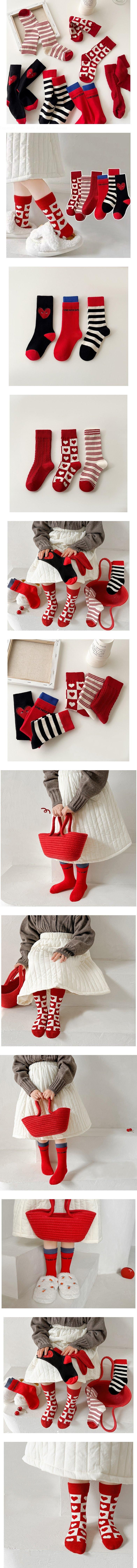 Miso - Korean Children Fashion - #littlefashionista - Heart Red Socks Set