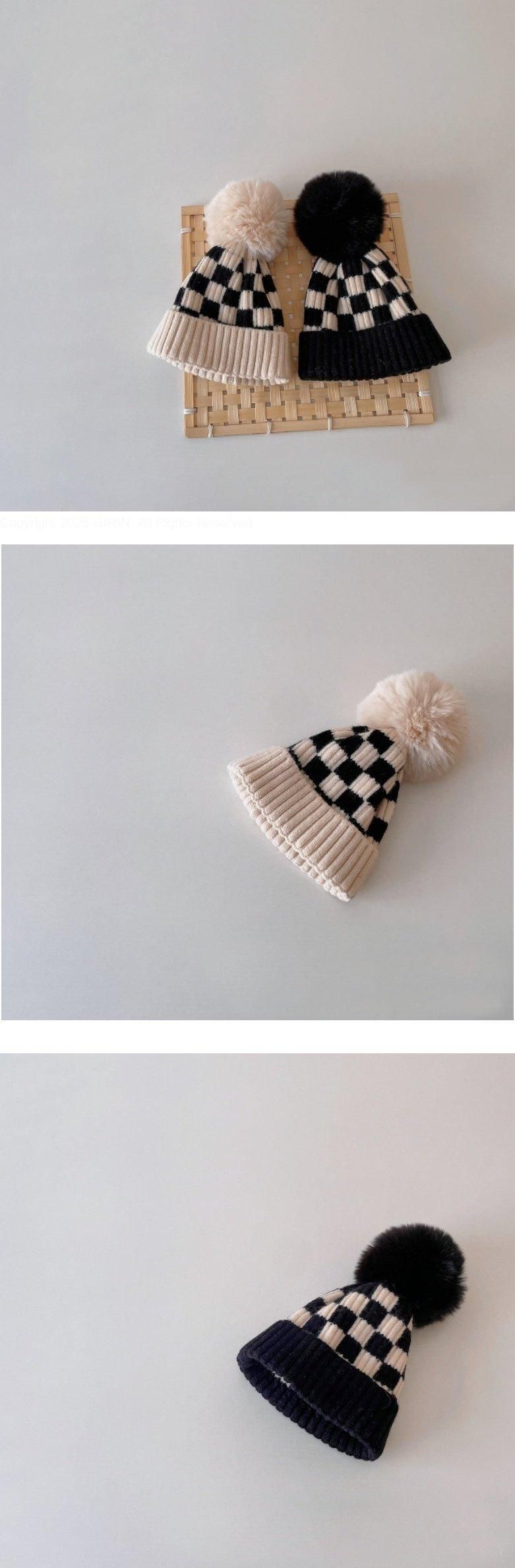 Miso - Korean Children Fashion - #todddlerfashion - Check Pom-Pom Hat