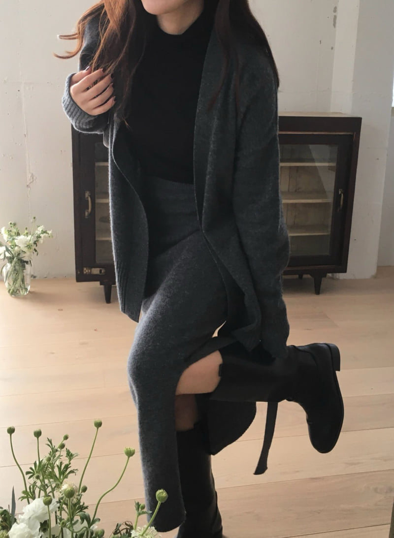 Moani - Korean Women Fashion - #momslook - Wool Cashmere Slit Robe Cardigan - 11