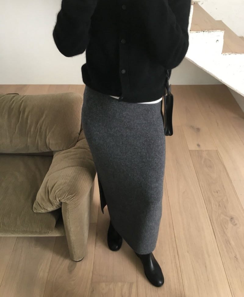 Moani - Korean Women Fashion - #momslook - Wool Cashmere Slit Long Skirt - 12