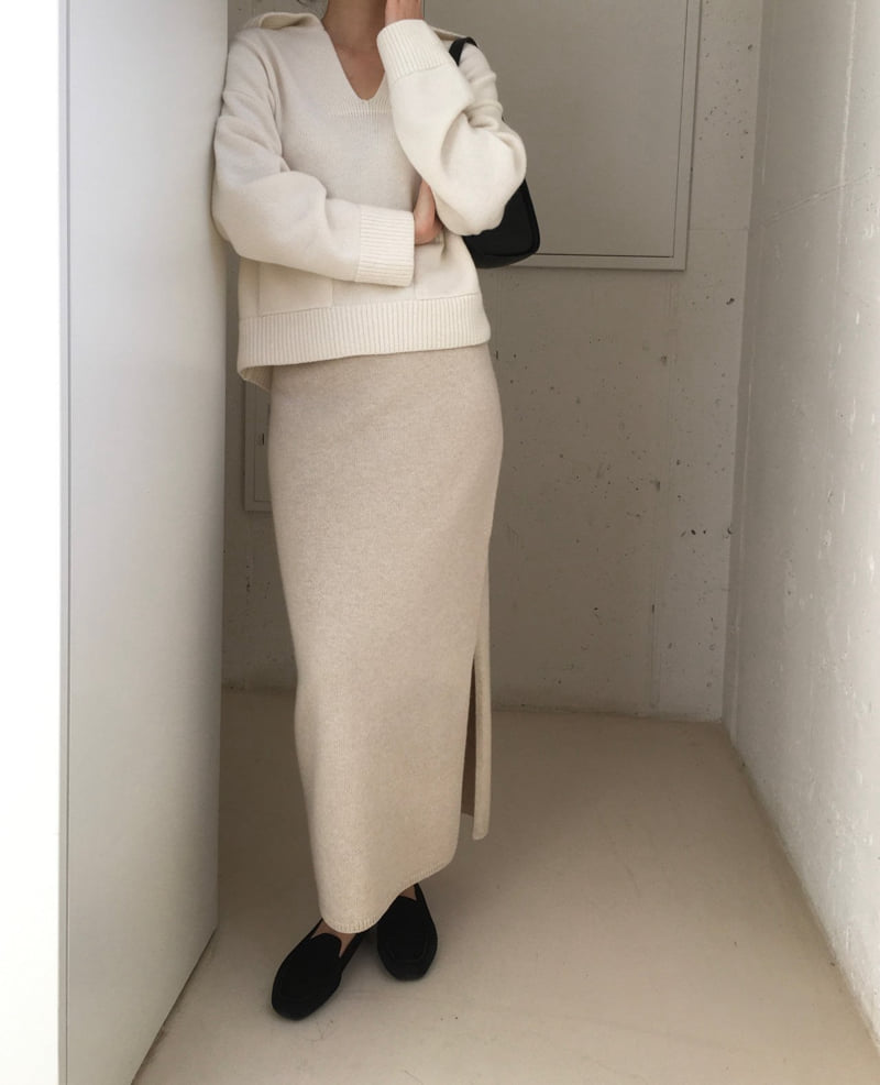 Moani - Korean Women Fashion - #momslook - Wool Cashmere Slit Long Skirt - 6