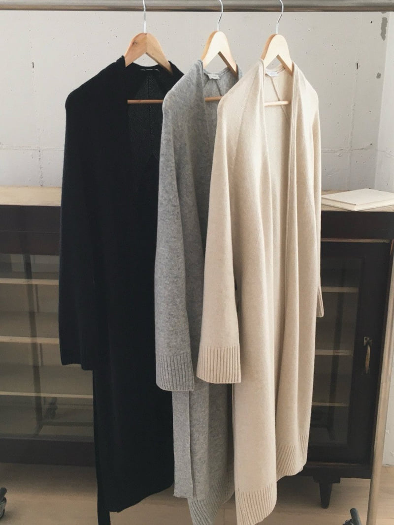 Moani - Korean Women Fashion - #romanticstyle - Wool Cashmere Robe Long Cardigan - 2