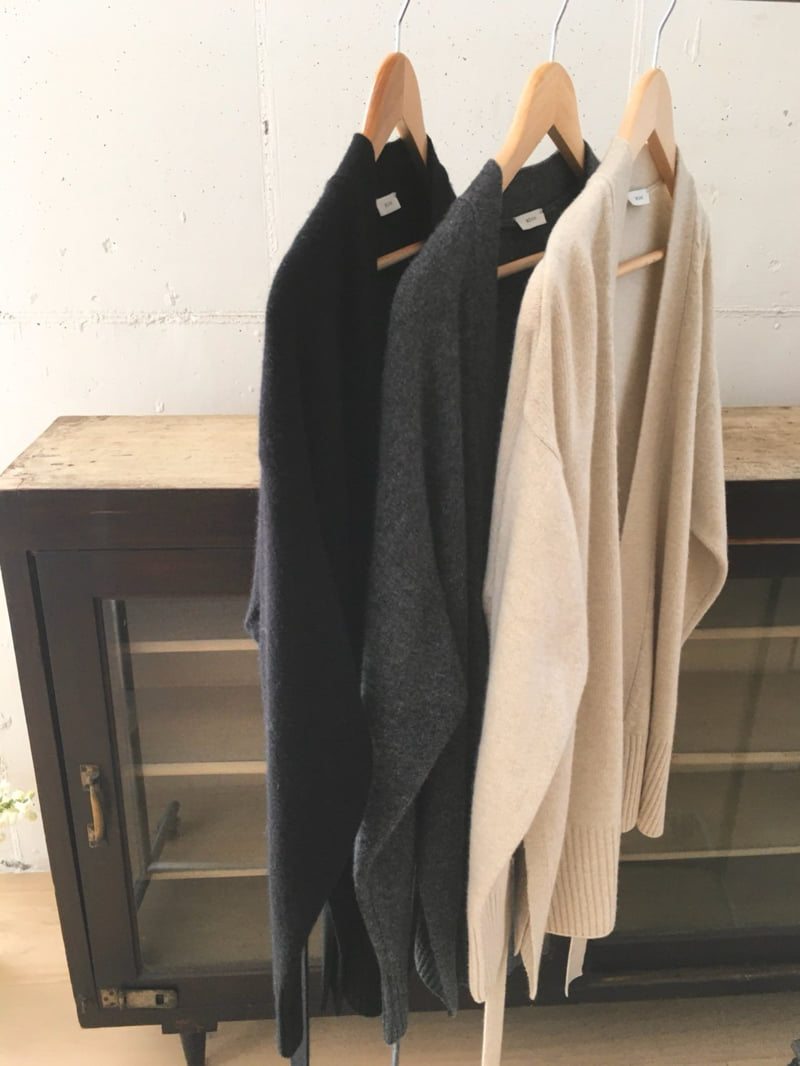 Moani - Korean Women Fashion - #thelittlethings - Wool Cashmere Slit Robe Cardigan - 2