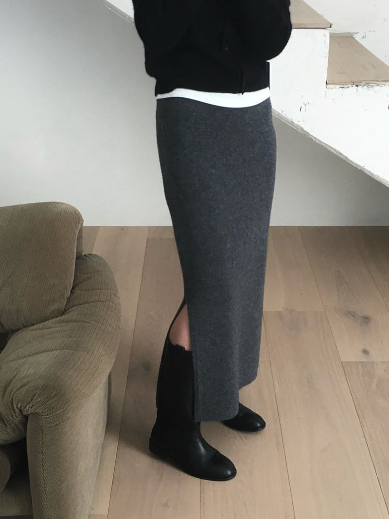 Moani - Korean Women Fashion - #womensfashion - Wool Cashmere Slit Long Skirt - 11