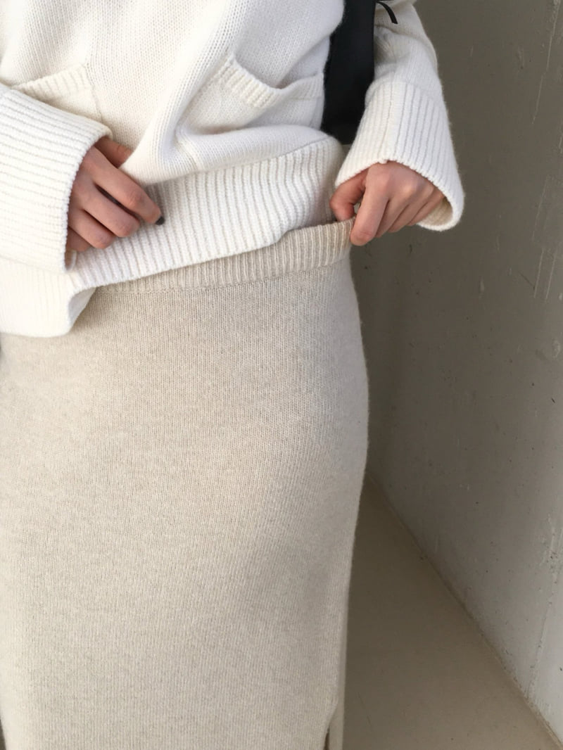 Moani - Korean Women Fashion - #womensfashion - Wool Cashmere Slit Long Skirt - 7
