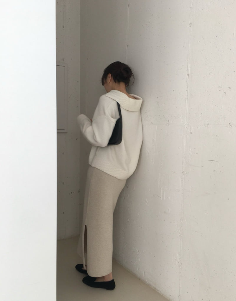 Moani - Korean Women Fashion - #womensfashion - Wool Cashmere Slit Long Skirt - 9