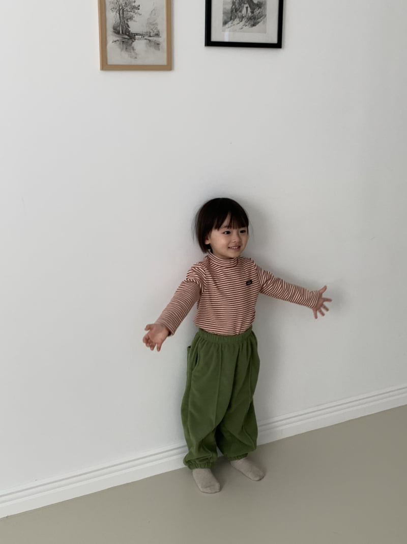 Mome - Korean Baby Fashion - #babyboutique - Peach Half High Neck Tee - 11