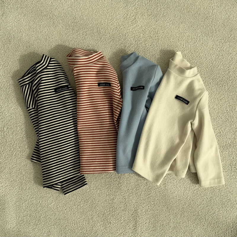 Mome - Korean Baby Fashion - #babygirlfashion - Peach Half High Neck Tee