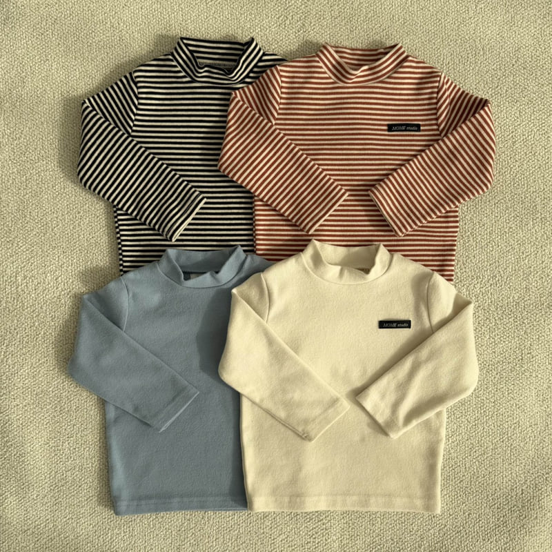 Mome - Korean Baby Fashion - #babyoninstagram - Peach Half High Neck Tee - 3