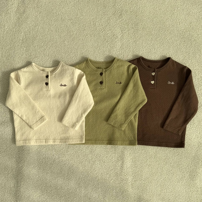 Mome - Korean Baby Fashion - #babyootd - Heart Button Soft Tee - 3