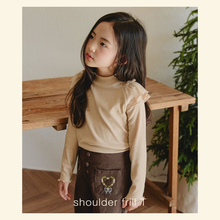 Mon Atelier - Korean Children Fashion - #designkidswear - Shoulder Frill Tee