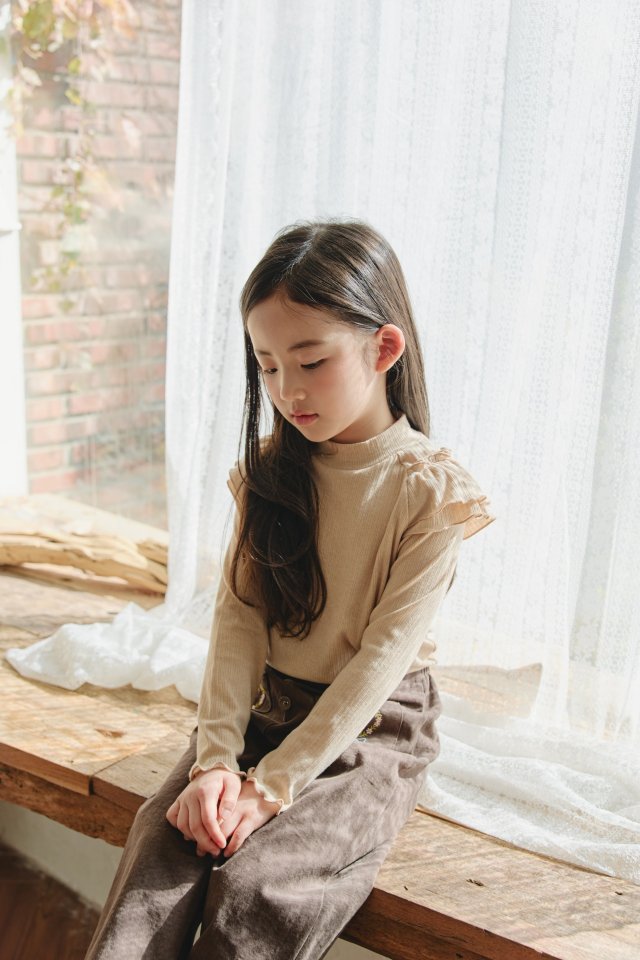 Mon Atelier - Korean Children Fashion - #littlefashionista - Shoulder Frill Tee - 8