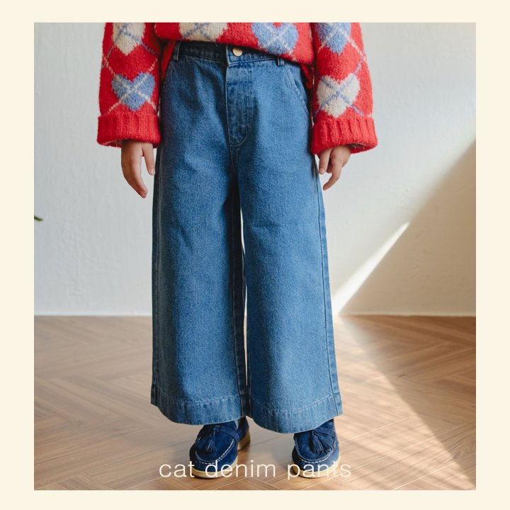 Mon Atelier - Korean Children Fashion - #littlefashionista - Brushed Cat Denim Pants