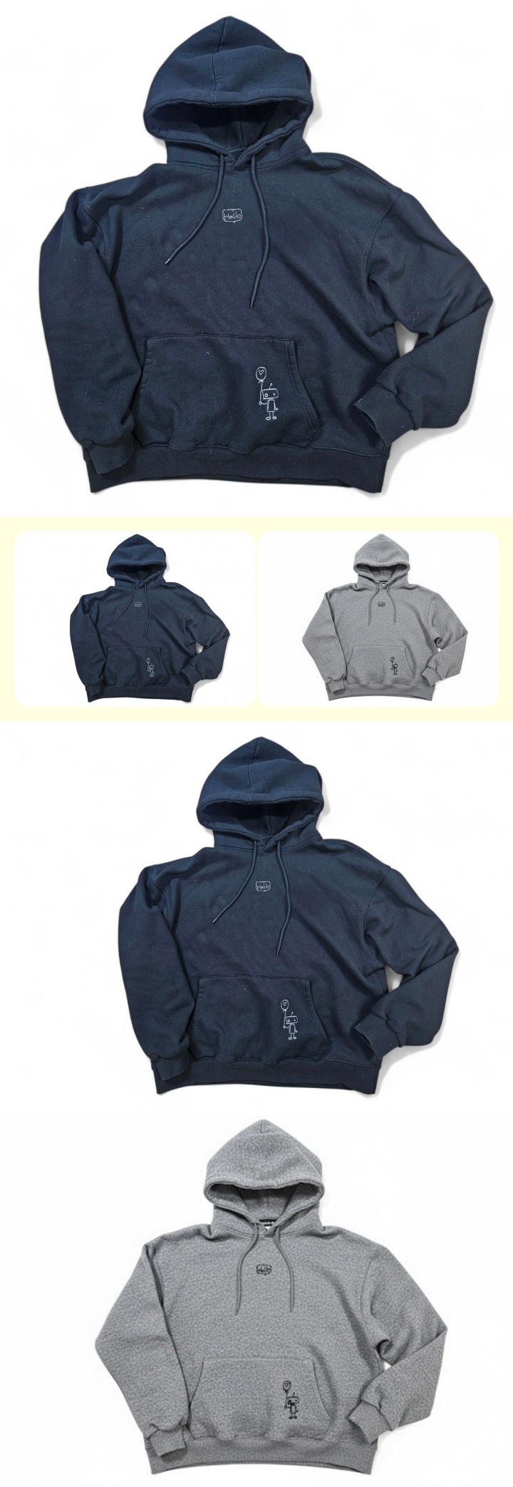 Mooi Store - Korean Children Fashion - #discoveringself - Adult Fleece Robot Embroidery Hoodie - 2