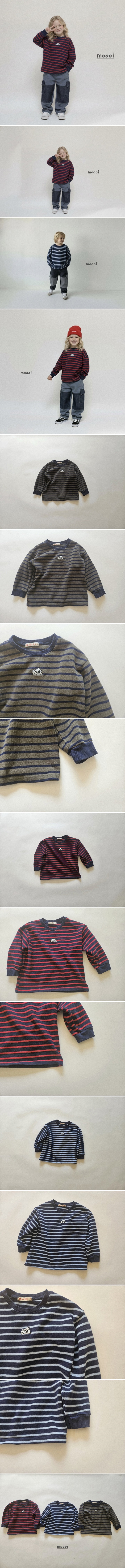 Mooi Store - Korean Children Fashion - #toddlerclothing - Dog Fleece Stripe Tee - 2
