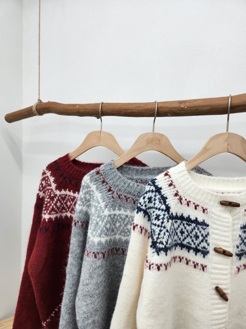 Most - Korean Women Fashion - #thatsdarling - Snowflake Cardigan - 5
