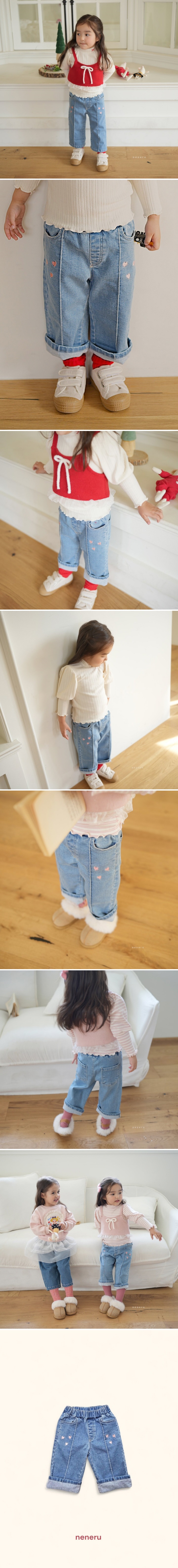 Heart Denim Embroidered Pants by Neneru for Baby - view 2