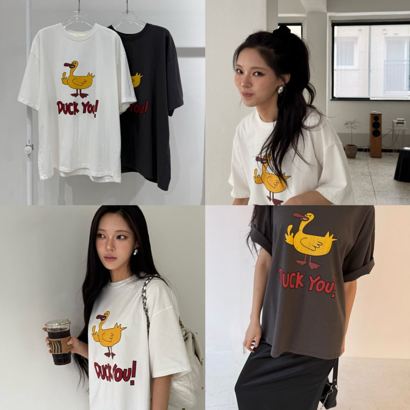 Neroli36 - Korean Women Fashion - #womensfashion - H Yellow Duck Tee - 4