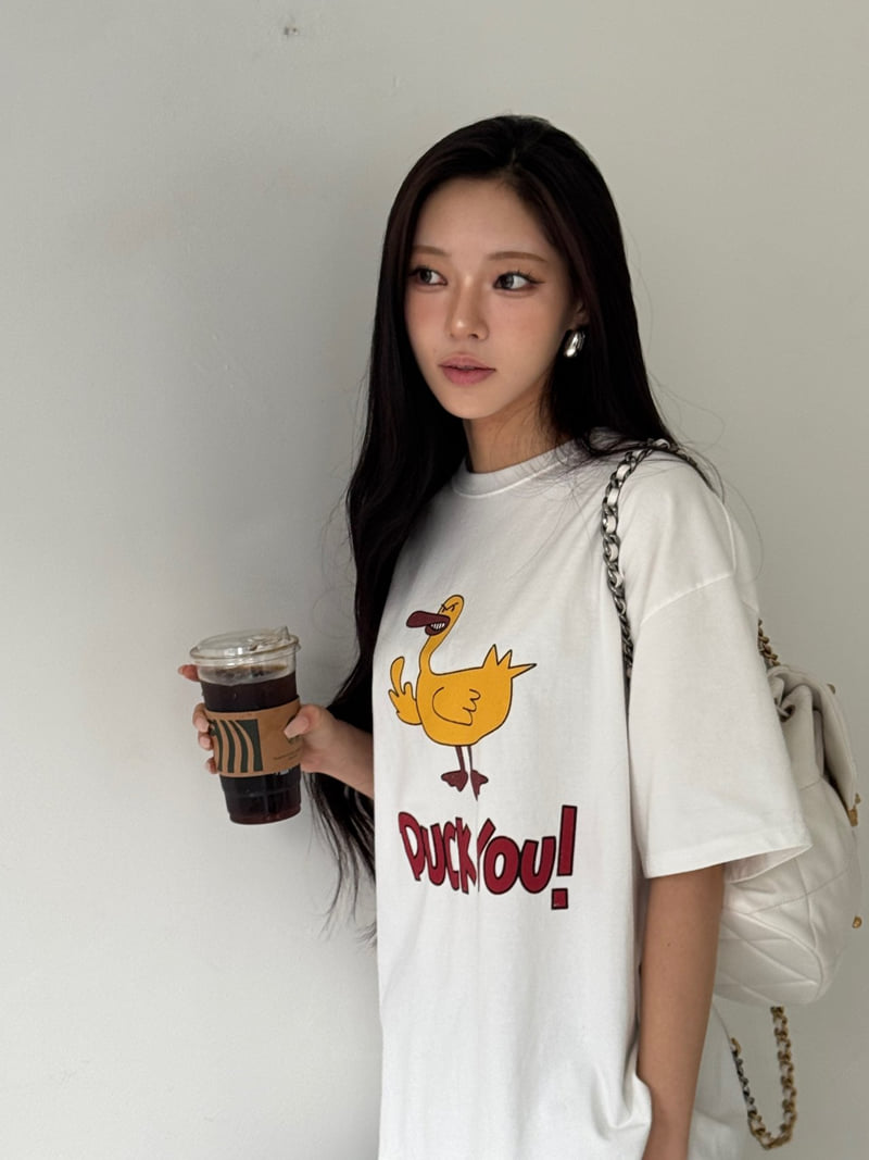 Neroli36 - Korean Women Fashion - #momslook - H Yellow Duck Tee - 6