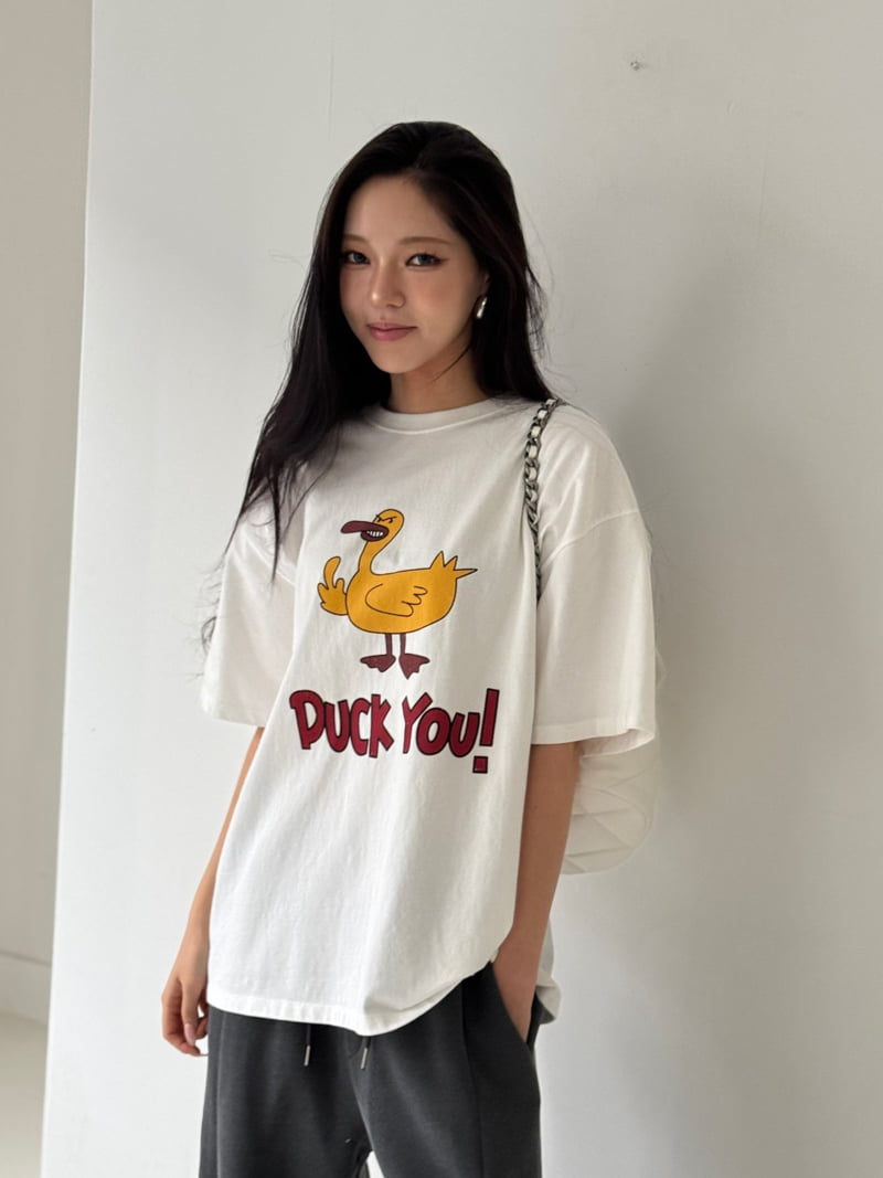 Neroli36 - Korean Women Fashion - #momslook - H Yellow Duck Tee - 8