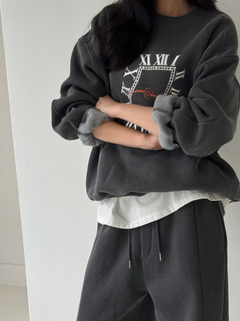 Neroli36 - Korean Women Fashion - #momslook - Heavy Embroidery Brushed Sweatshirt - 9