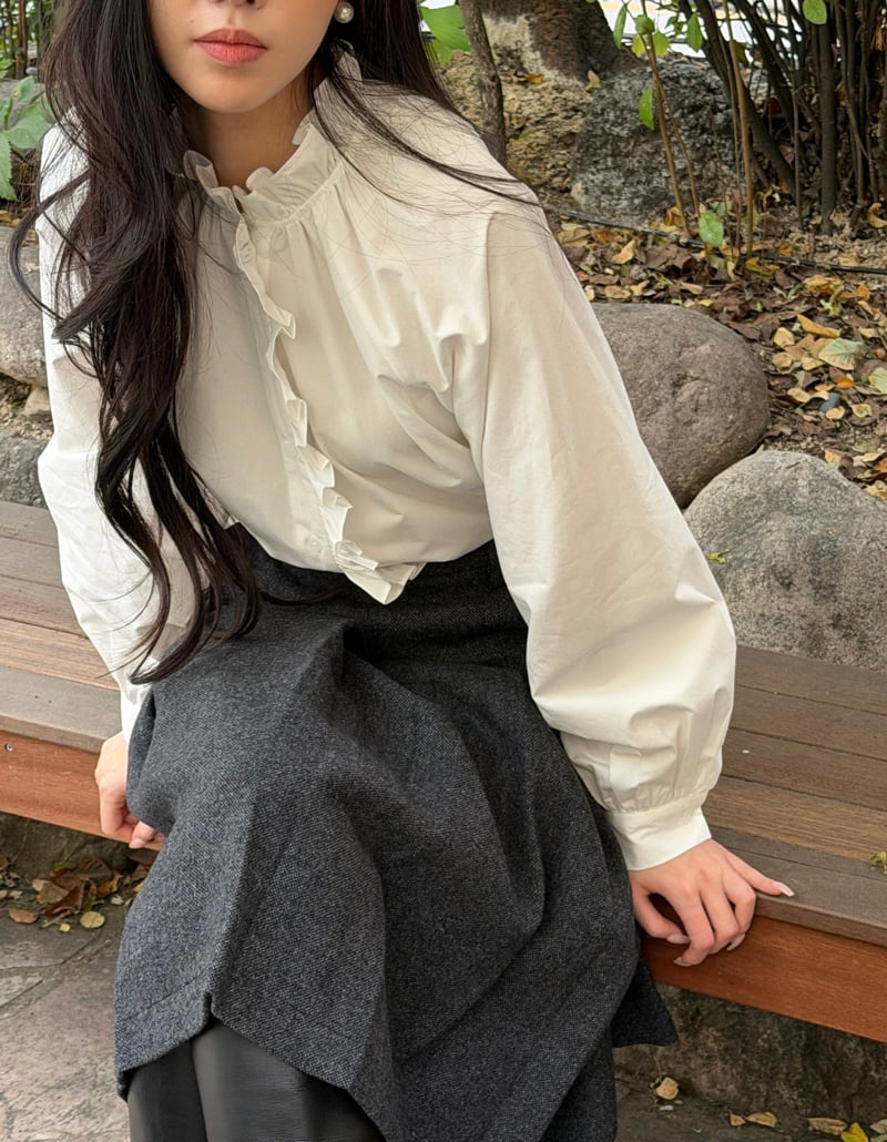 Neroli36 - Korean Women Fashion - #momslook - Peach Frill Blouse - 10