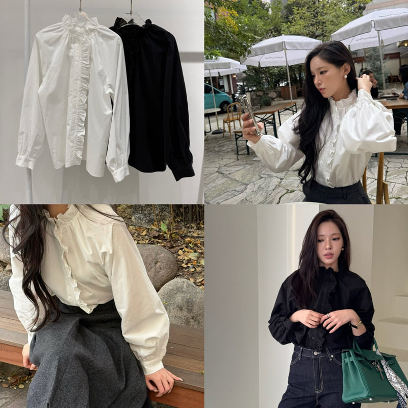 Neroli36 - Korean Women Fashion - #womensfashion - Peach Frill Blouse - 4