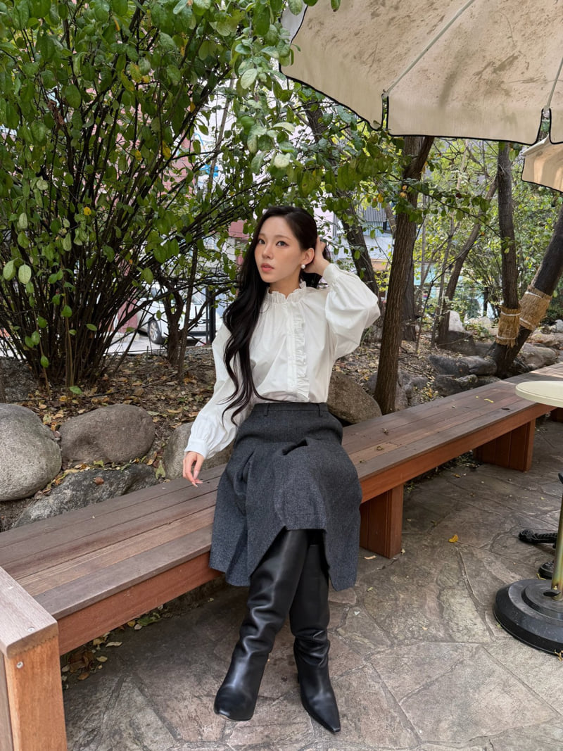 Neroli36 - Korean Women Fashion - #momslook - Peach Frill Blouse - 8