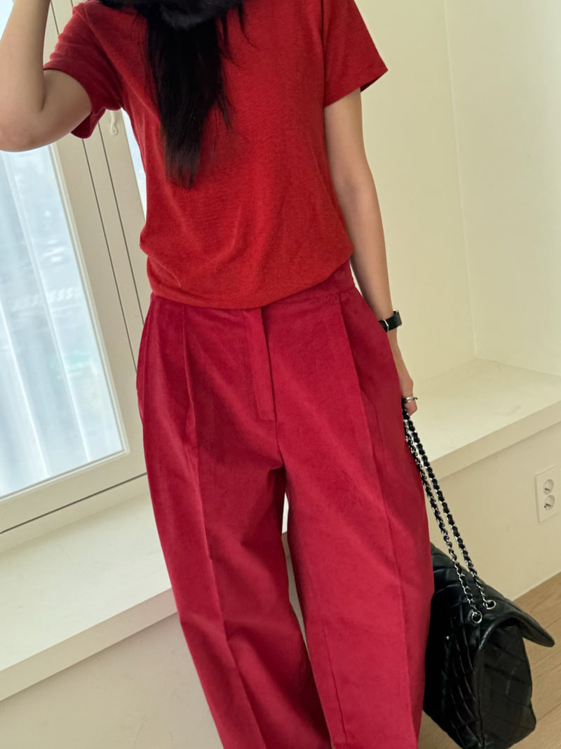 Neroli36 - Korean Women Fashion - #momslook - Corduroy Tuck Pleat Pants - 12