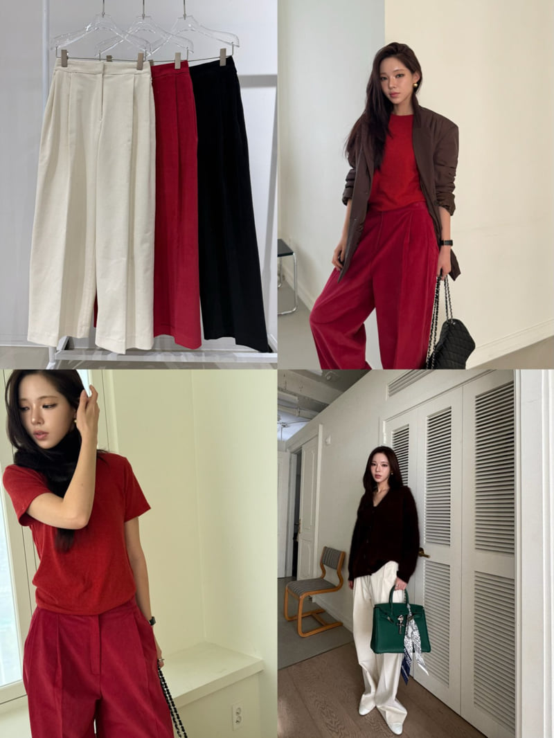 Neroli36 - Korean Women Fashion - #womensfashion - Corduroy Tuck Pleat Pants - 4