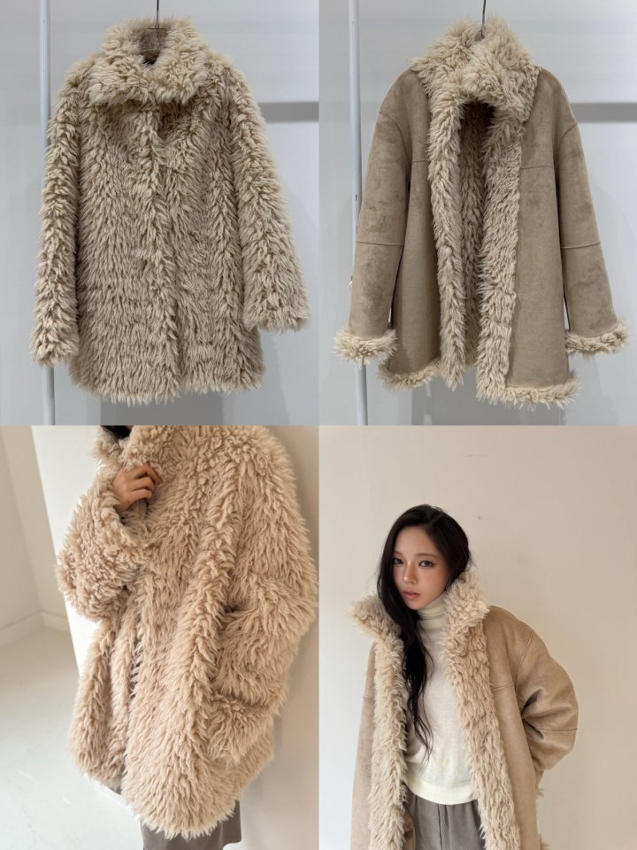 Neroli36 - Korean Women Fashion - #momslook - Ray Shearling Coat - 4