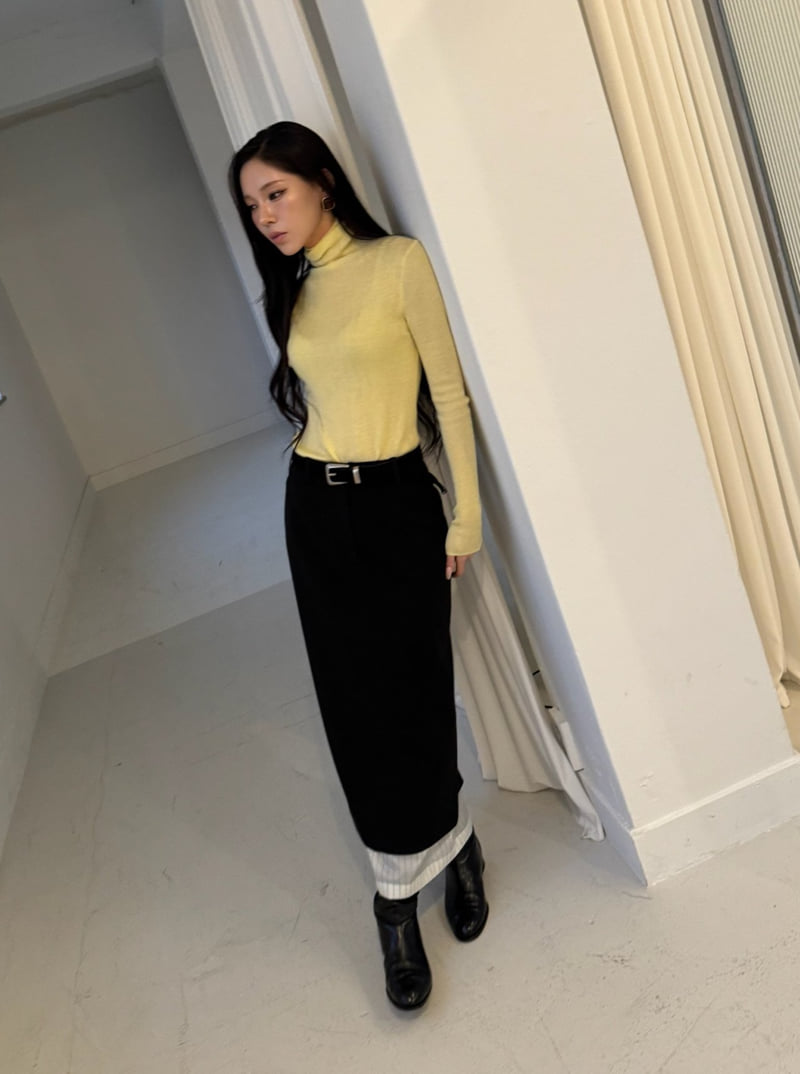 Neroli36 - Korean Women Fashion - #momslook - Topic Contrast Skirt - 11