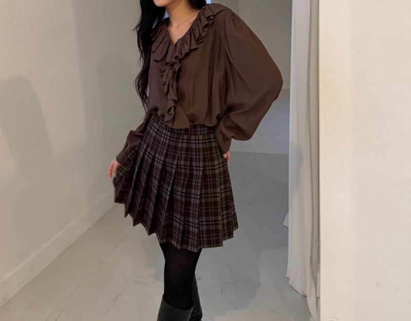 Neroli36 - Korean Women Fashion - #momslook - H Check Pleated Skirt - 11