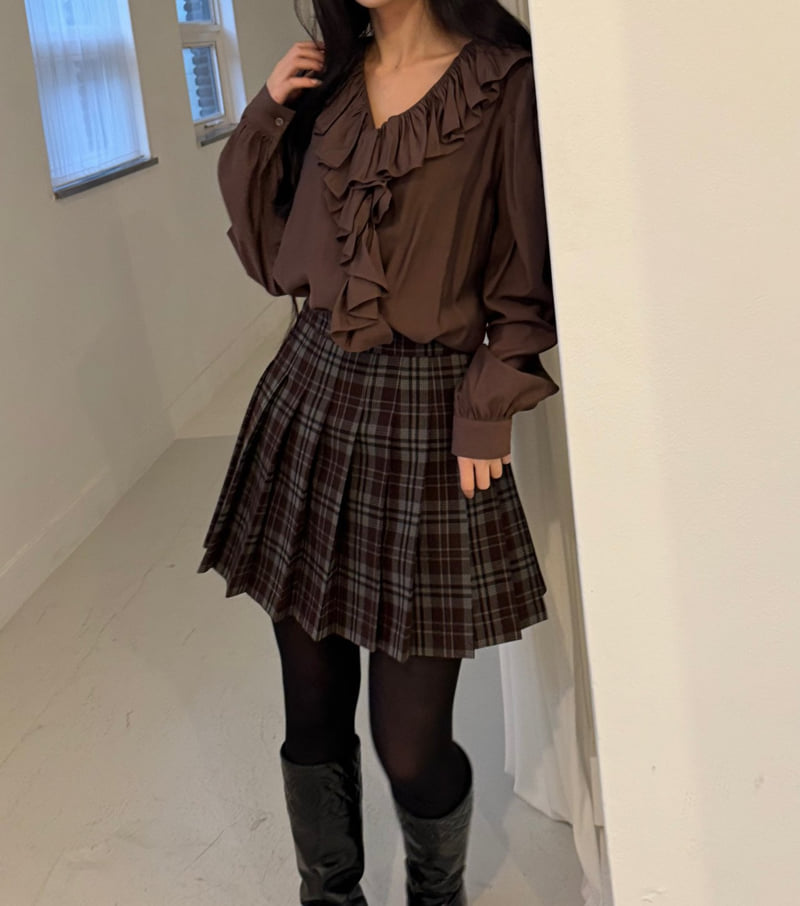 Neroli36 - Korean Women Fashion - #momslook - H Check Pleated Skirt - 5