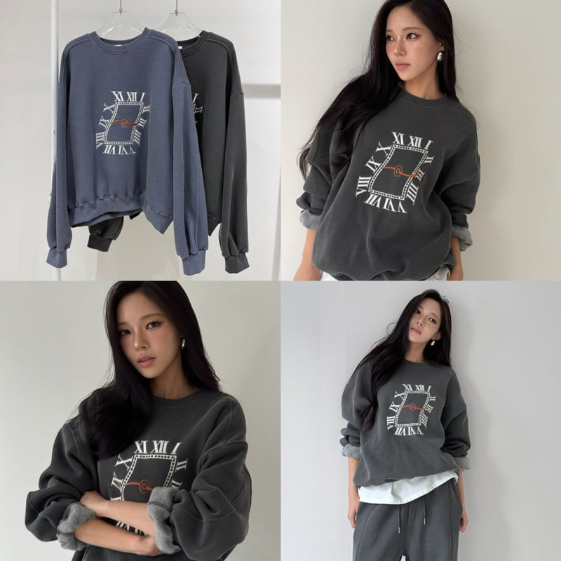 Neroli36 - Korean Women Fashion - #romanticstyle - Heavy Embroidery Brushed Sweatshirt - 5