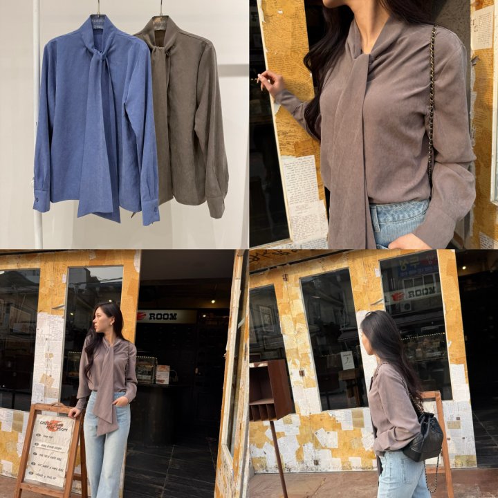 Neroli36 - Korean Women Fashion - #restrostyle - Jack Tie Blouse - 4