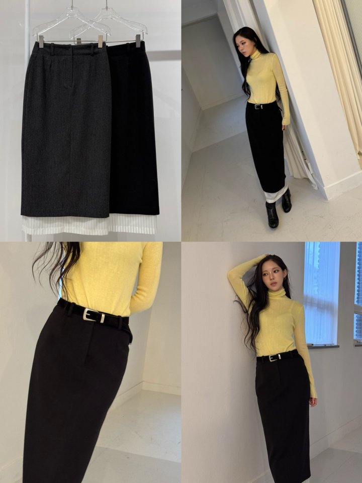 Neroli36 - Korean Women Fashion - #vintageinspired - Topic Contrast Skirt - 4